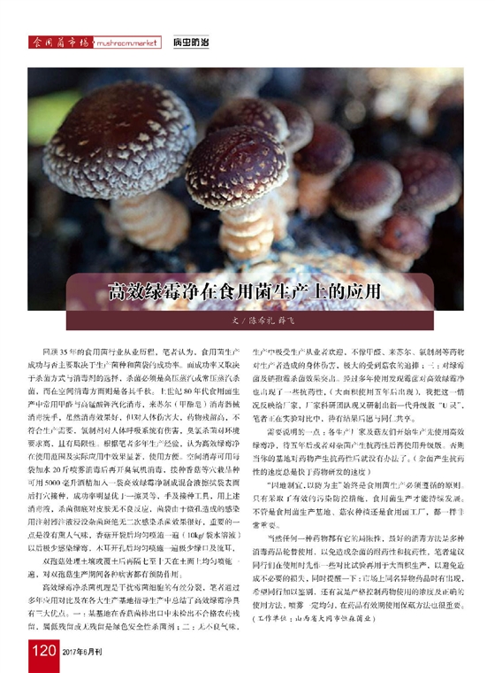 《高效綠霉凈在食用菌生產(chǎn)上的應(yīng)用》食用菌市場(chǎng)2017年第6期-陳希禮.jpg